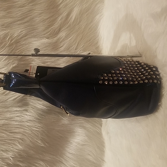 NAVY DECORATIVE RHINESTONE HOBO HANDBAG - Picture 6 of 7